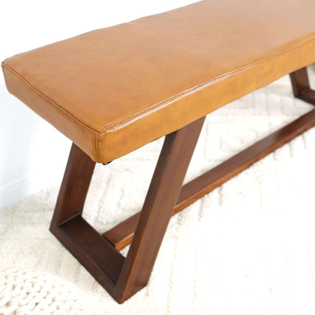 Marley Genuine Leather Bench In Tan by Ashcroft Furniture at Eve Furniture