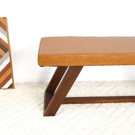 Marley Genuine Leather Bench In Tan by Ashcroft Furniture at Eve Furniture
