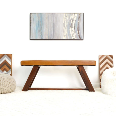 Marley Genuine Leather Bench In Tan by Ashcroft Furniture at Eve Furniture
