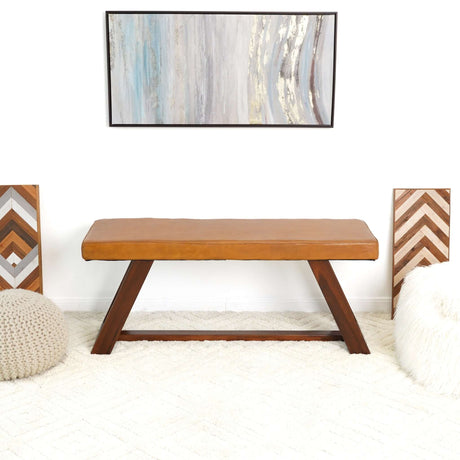 Marley Genuine Leather Bench In Tan by Ashcroft Furniture at Eve Furniture
