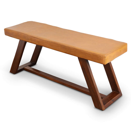 Marley Genuine Leather Bench In Tan by Ashcroft Furniture at Eve Furniture