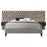 Marley Light Brown Upholstered Eastern King Platform Bed with Headboard Panels by Coaster at Eve Furniture