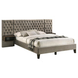 Marley Light Brown Upholstered Eastern King Platform Bed with Headboard Panels by Coaster at Eve Furniture
