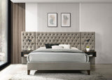 Marley Light Brown Upholstered Queen Platform Bed with Headboard Panels by Coaster at Eve Furniture