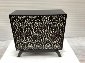Marlon Black 2-door Floral Bone Inlay Accent Cabinet by Coaster at Eve Furniture
