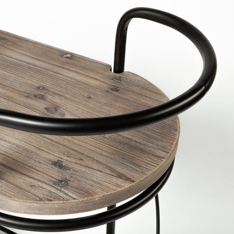 Marlon Black Metal Frame Two Tier Shelves w/Stemware holder Bar Cart by Mercana at Eve Furniture