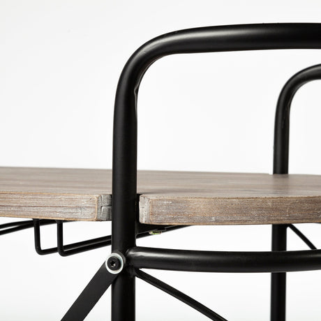 Marlon Black Metal Frame Two Tier Shelves w/Stemware holder Bar Cart by Mercana at Eve Furniture