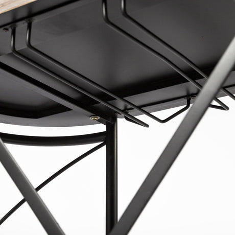 Marlon Black Metal Frame Two Tier Shelves w/Stemware holder Bar Cart by Mercana at Eve Furniture