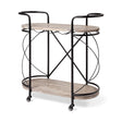 Marlon Black Metal Frame Two Tier Shelves w/Stemware holder Bar Cart by Mercana at Eve Furniture