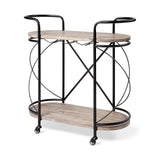 Marlon Black Metal Frame Two Tier Shelves w/Stemware holder Bar Cart by Mercana at Eve Furniture