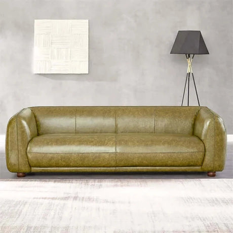 Marlon Luxury Italian Leather Green Sofa by Ashcroft Furniture at Eve Furniture