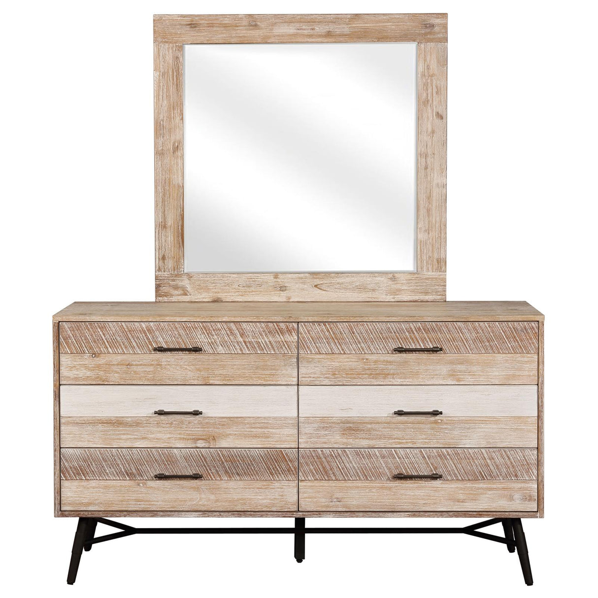 Marlow 6-drawer Dresser with Mirror Rough Sawn Multi