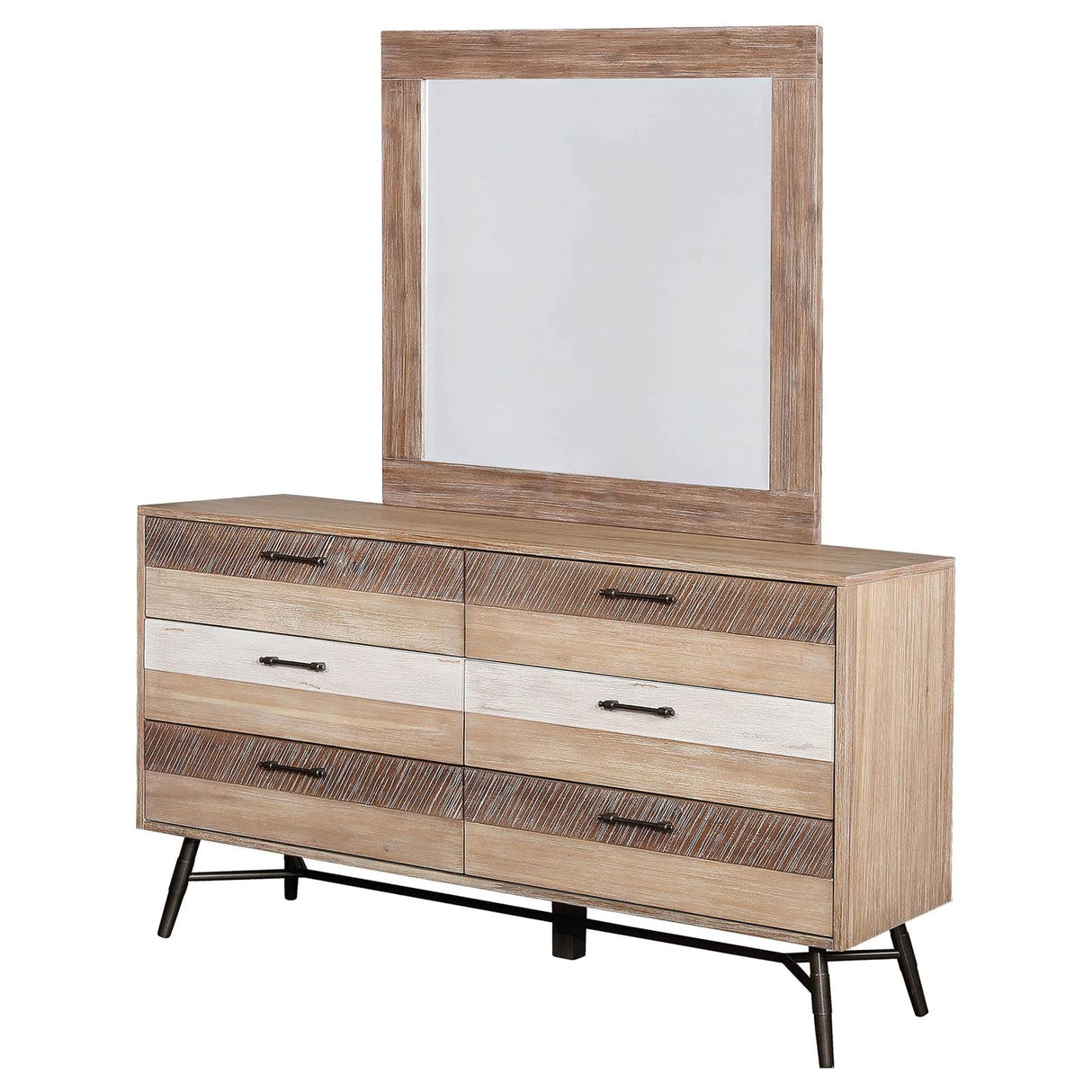 Marlow 6-drawer Dresser with Mirror Rough Sawn Multi