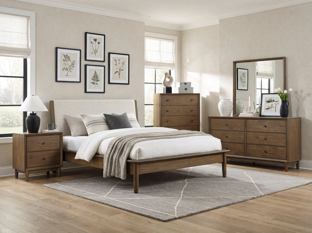 Marlow Brown/Oatmeal Queen Platform Bed by Homelegance at Eve Furniture