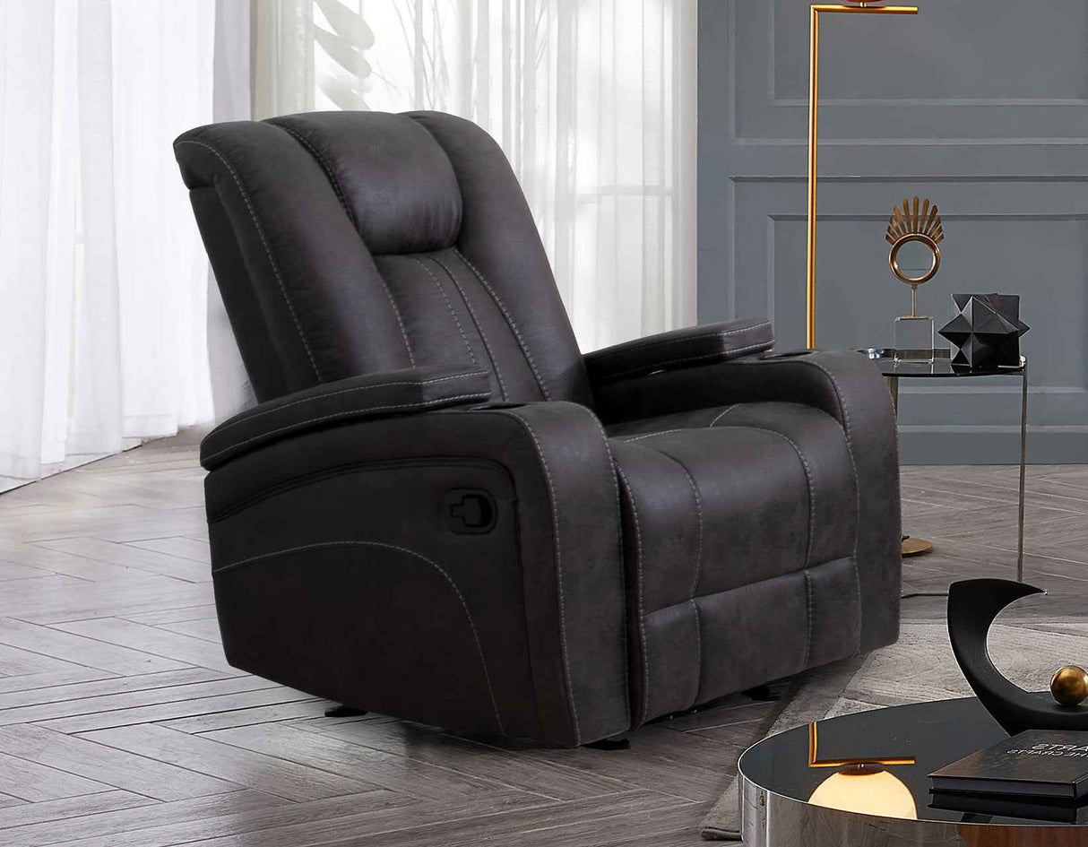 Marlow Charcoal Manual Recliner by Steve Silver at Eve Furniture