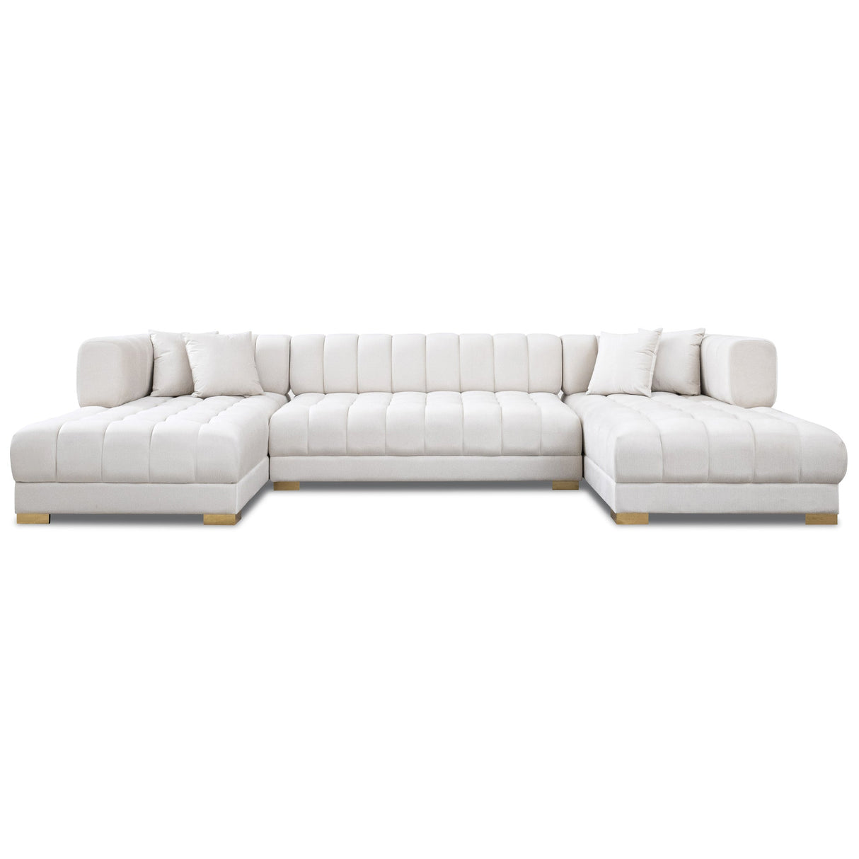 Marlow Ivory Velvet U Shape Corner Sofa by Ashcroft Furniture at Eve Furniture