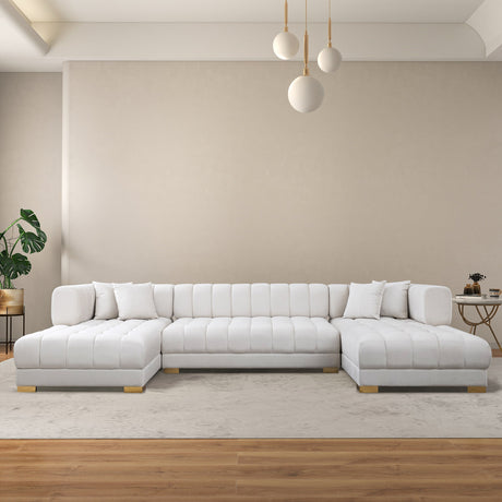 Marlow Ivory Velvet U Shape Corner Sofa by Ashcroft Furniture at Eve Furniture