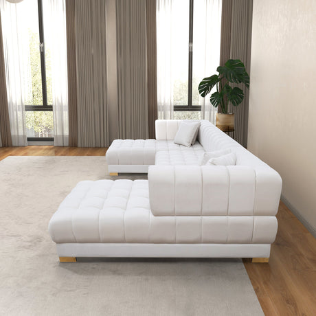 Marlow Ivory Velvet U Shape Corner Sofa by Ashcroft Furniture at Eve Furniture