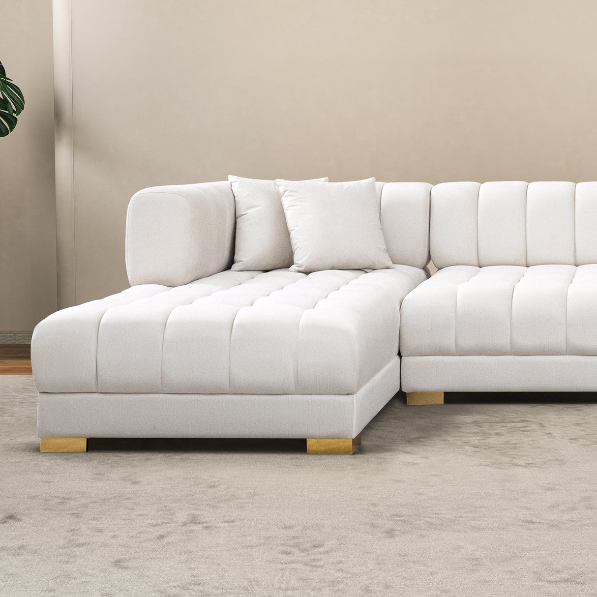 Marlow Ivory Velvet U Shape Corner Sofa by Ashcroft Furniture at Eve Furniture