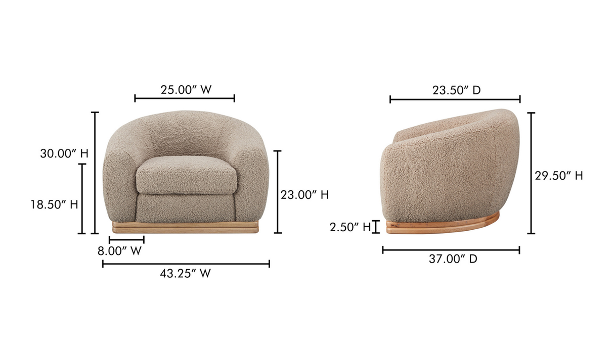 Marlowe Lounge Chair - Taupe by Moe's Home at Eve Furniture
