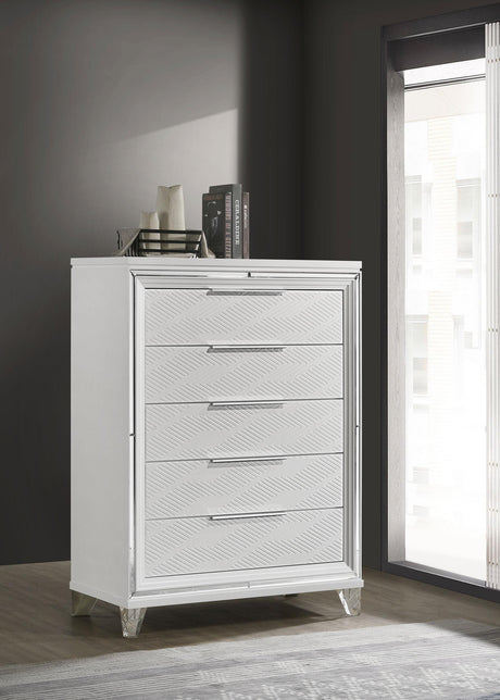 Marmore 5-drawer Bedroom Chest of Drawers White by Coaster at Eve Furniture