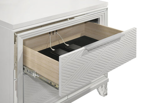 Marmore White 2-drawer Nightstand Bedside Table by Coaster at Eve Furniture
