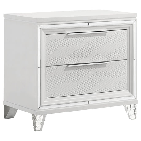 Marmore White 2-drawer Nightstand Bedside Table by Coaster at Eve Furniture