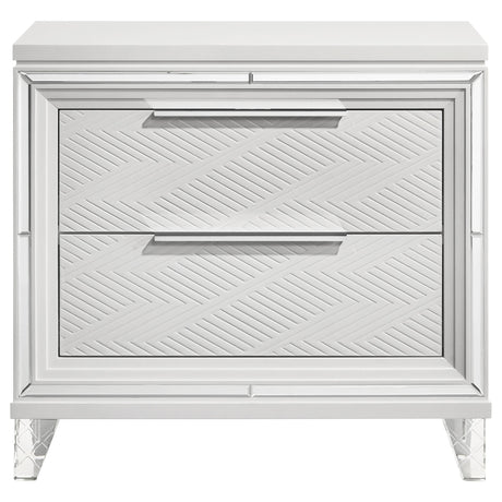 Marmore White 2-drawer Nightstand Bedside Table by Coaster at Eve Furniture
