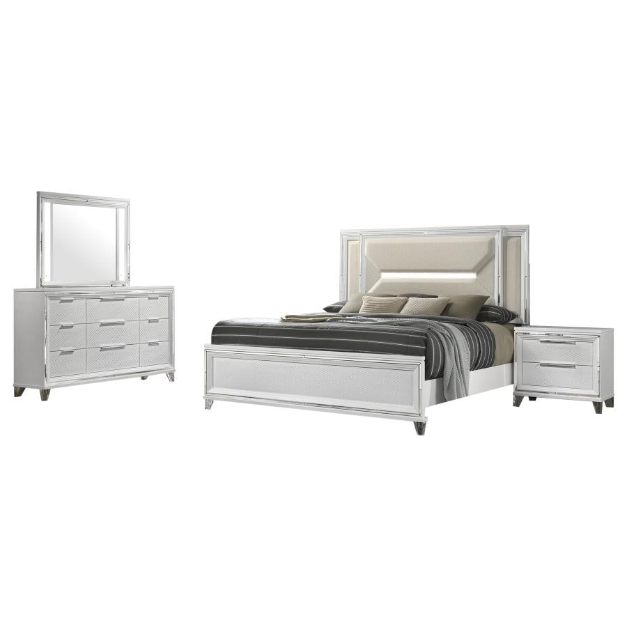 Marmore White 4-Piece Queen Bedroom Set by Coaster at Eve Furniture