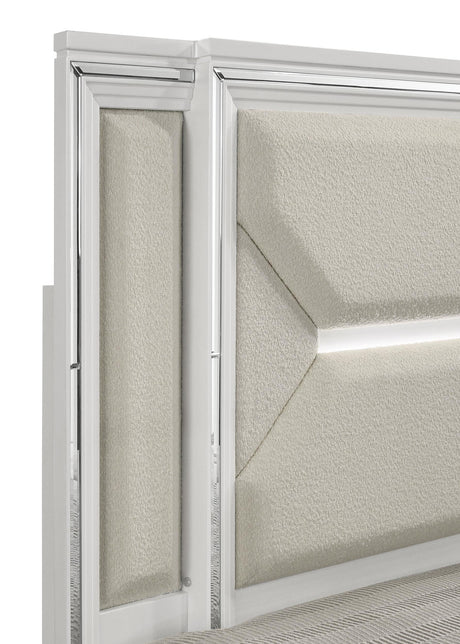 Marmore White 64-inch Eastern King Panel Bed LED Headboard by Coaster at Eve Furniture