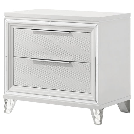 Marmore White 2-drawer Nightstand Bedside Table by Coaster at Eve Furniture