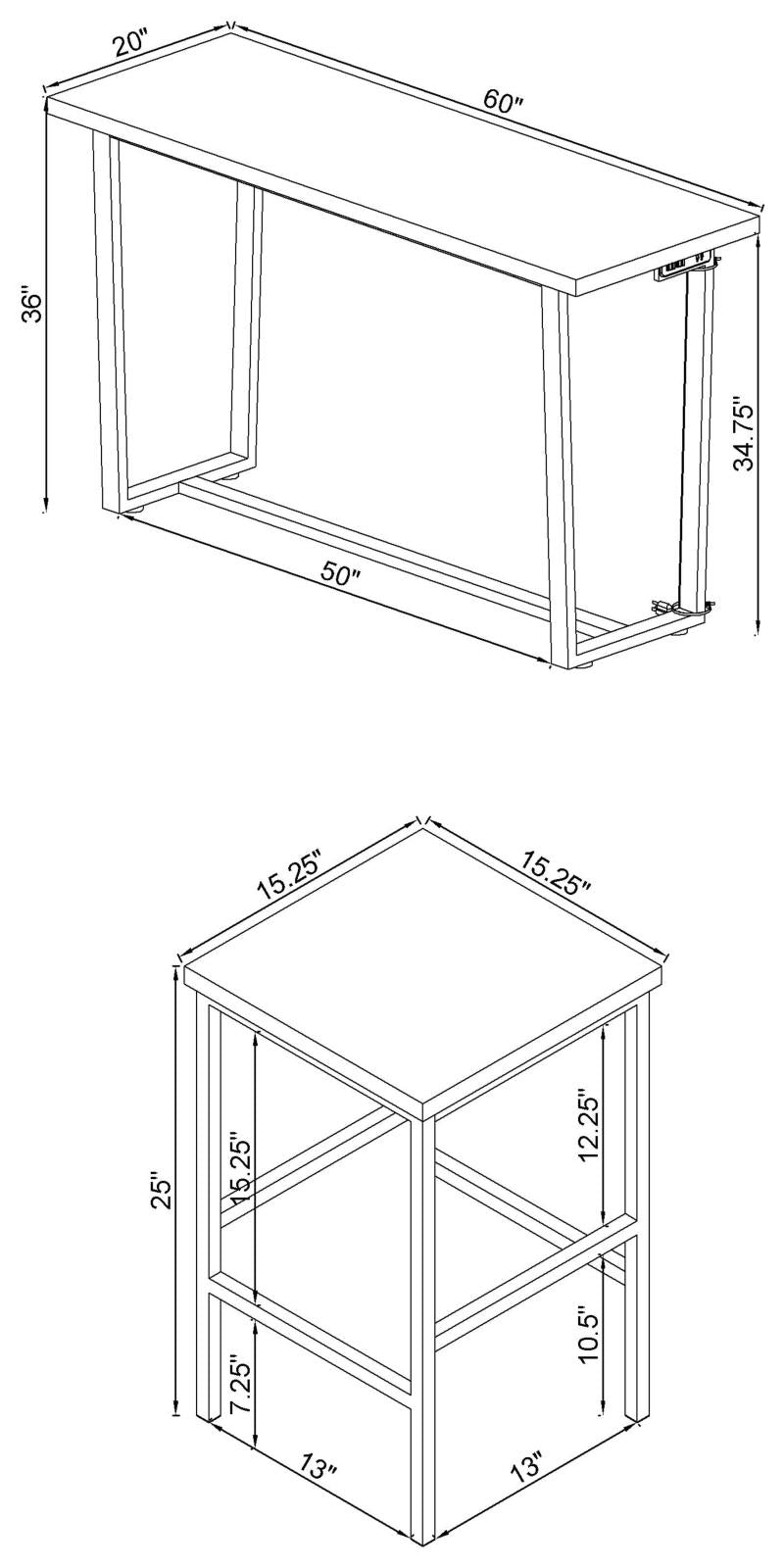 Marmot White Marble/Chrome 4-Piece Rectangle Counter Height Set