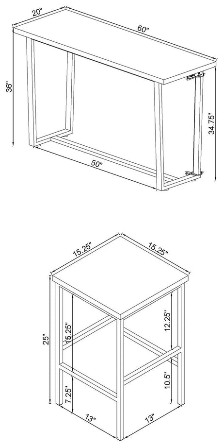 Marmot White Marble/Chrome 4-Piece Rectangle Counter Height Set by Coaster at Eve Furniture