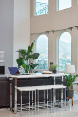 Marmot White Marble/Chrome 4-Piece Rectangle Counter Height Set by Coaster at Eve Furniture