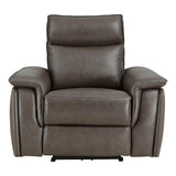 Maroni Dark Brown Leather Power Reclining Chair by Homelegance at Eve Furniture
