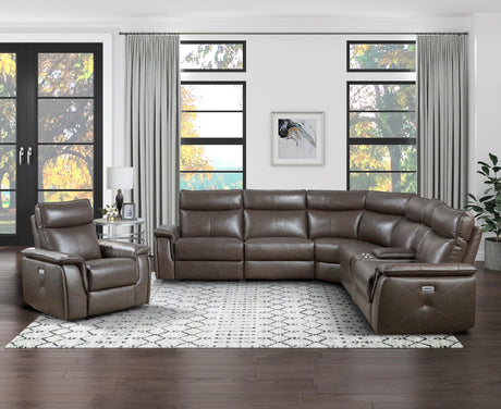 Maroni Dark Brown Leather Power Reclining Chair by Homelegance at Eve Furniture