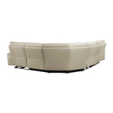 Maroni Taupe Leather 6-Piece Modular Power Reclining Sectional by Homelegance at Eve Furniture