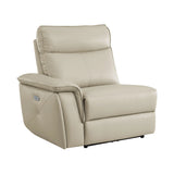 Maroni Taupe Leather 6-Piece Modular Power Reclining Sectional by Homelegance at Eve Furniture