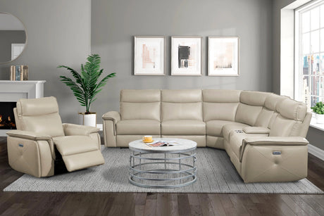 Maroni Taupe Leather Power Reclining Chair by Homelegance at Eve Furniture