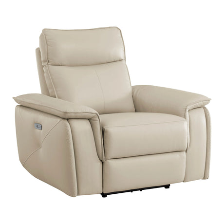 Maroni Taupe Leather Power Reclining Chair by Homelegance at Eve Furniture