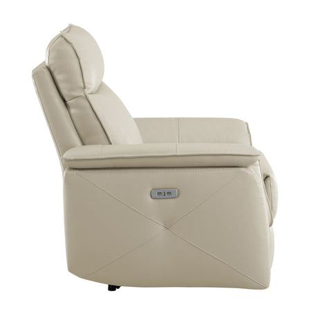 Maroni Taupe Leather Power Reclining Chair by Homelegance at Eve Furniture