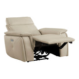 Maroni Taupe Leather Power Reclining Chair by Homelegance at Eve Furniture