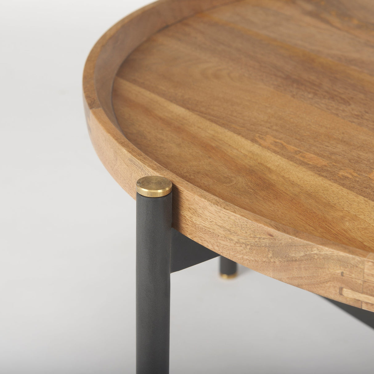 Marquisa 34.25L x 34.25W x 16.5H Small Brown Wood w/ Black Metal Coffee Table by Mercana at Eve Furniture