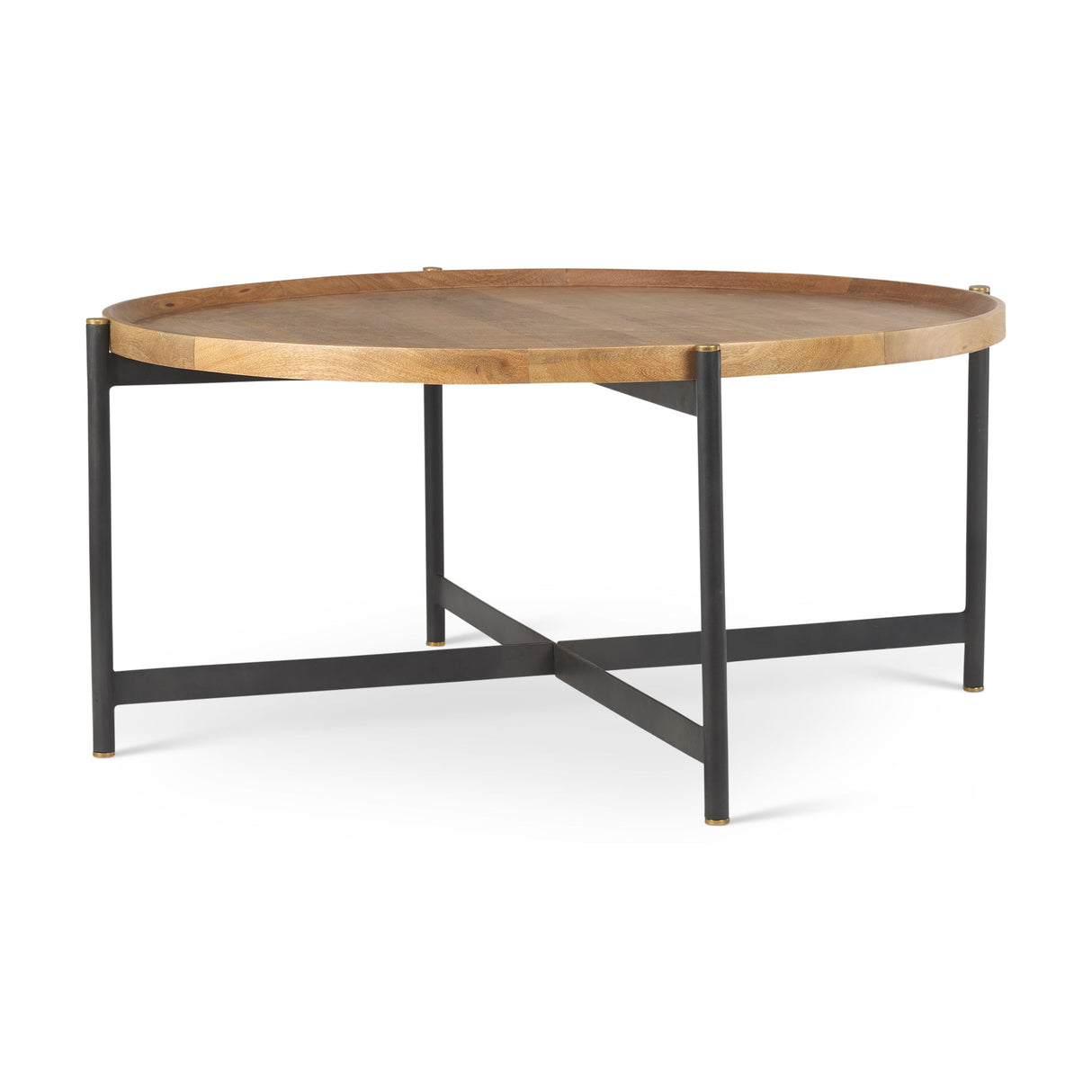 Marquisa Medium Brown Wood W/Black Metal Large Coffee Table by Mercana at Eve Furniture