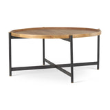 Marquisa Medium Brown Wood W/Black Metal Large Coffee Table by Mercana at Eve Furniture