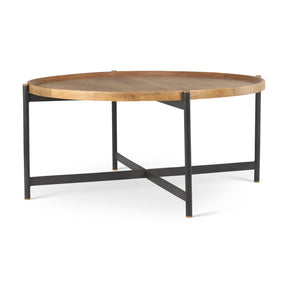 Marquisa Medium Brown Wood W/Black Metal Large Coffee Table by Mercana at Eve Furniture