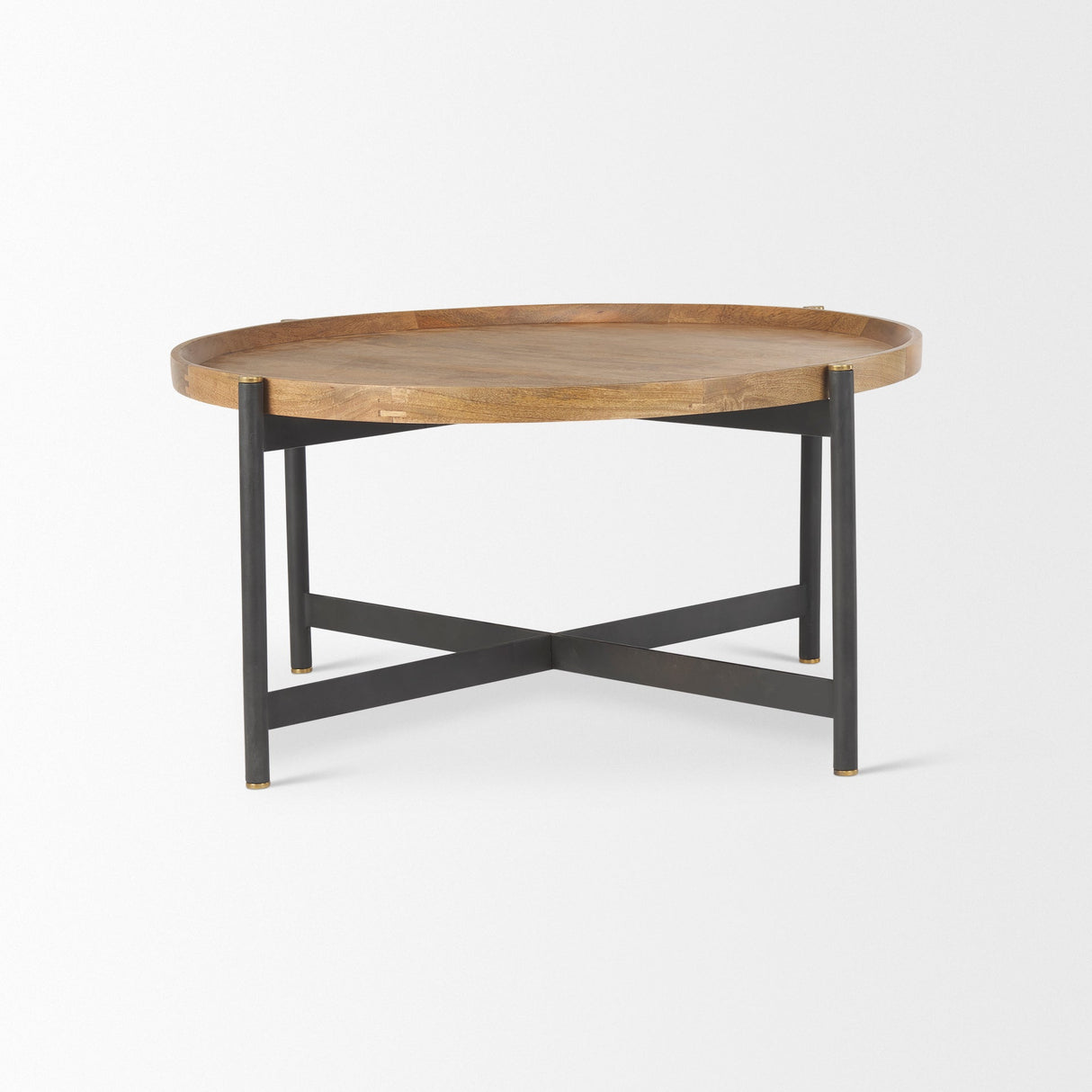 Marquisa Small Brown Wood w/ Black Metal Coffee Table by Mercana at Eve Furniture