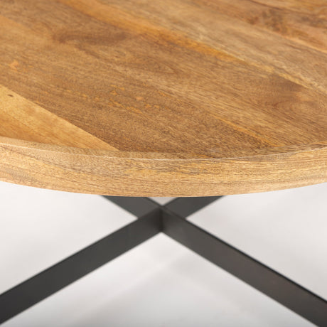 Marquisa Small Brown Wood w/ Black Metal Coffee Table by Mercana at Eve Furniture