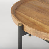 Marquisa Small Brown Wood w/ Black Metal Coffee Table by Mercana at Eve Furniture
