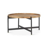 Marquisa Small Brown Wood w/ Black Metal Coffee Table by Mercana at Eve Furniture